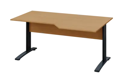 EZK 28 - 166 stůl kancelářský, rohový, pravý, kovová podnož černá, deska 25 mm, široký 1600 mm, buk Royal